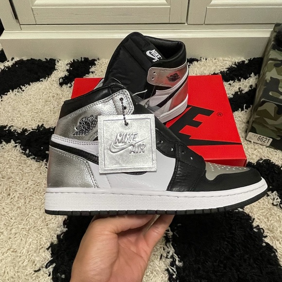 Jordan Shoes - NWT Air Jordan 1 High OG Black/Metallic Silver Toe